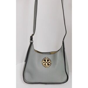 Tory Burch Miller Small Pebbled Leather Hobo Shoulder Bag Blue